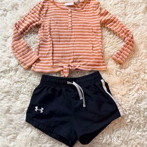 Under Armour Orange Striped Set with Black Shorts